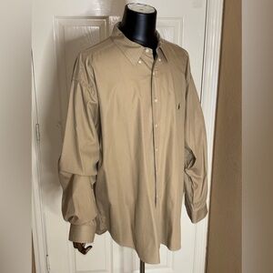 Mens 3XB Brown Button Long Sleeve Pony Tan Button-Down Shirt​​